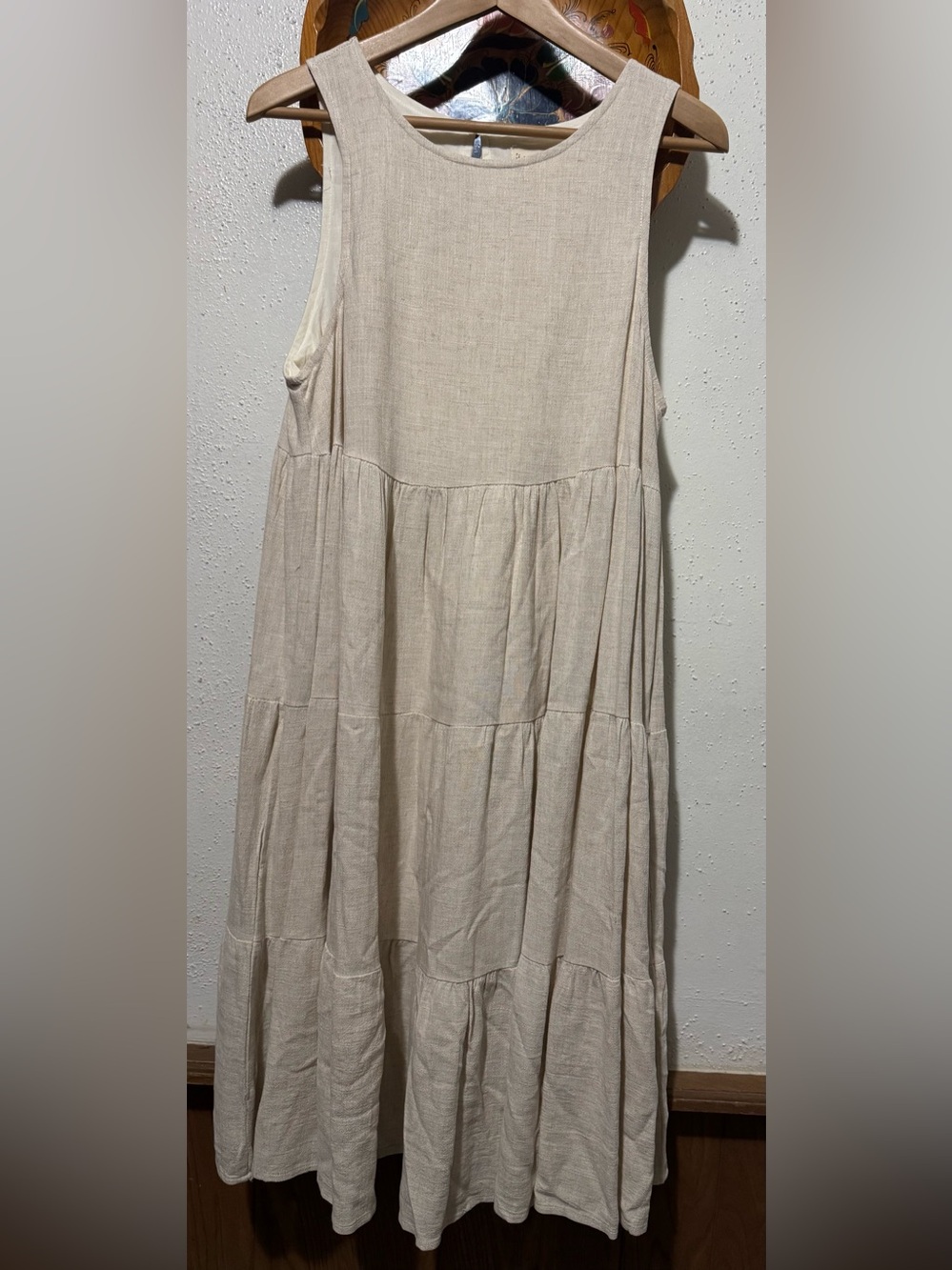 By Together Sleeveless Tiered Maxi Dress in Beige Size Medium